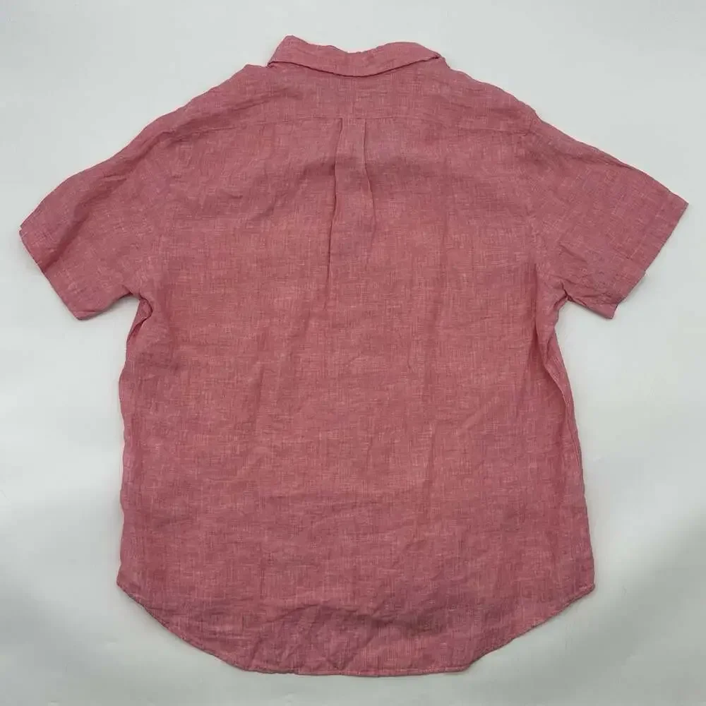 Polo Ralph Lauren Classic Fit Size Large Pink 100% Linen Button Up Shirt NWT
